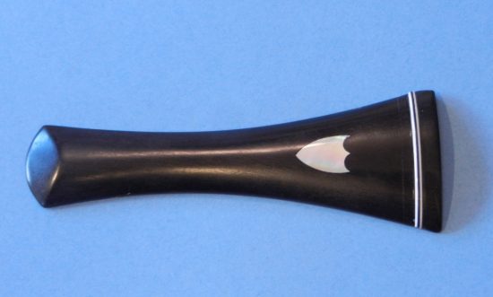 Solid ebony Vienna 1810 style tailpiece with shell shield inlay in progress